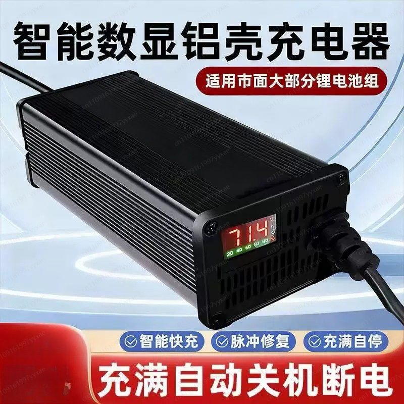 72V 15A Fast Charger - Carregador Inteligente LiFePO4 Li-ion 48V 60V